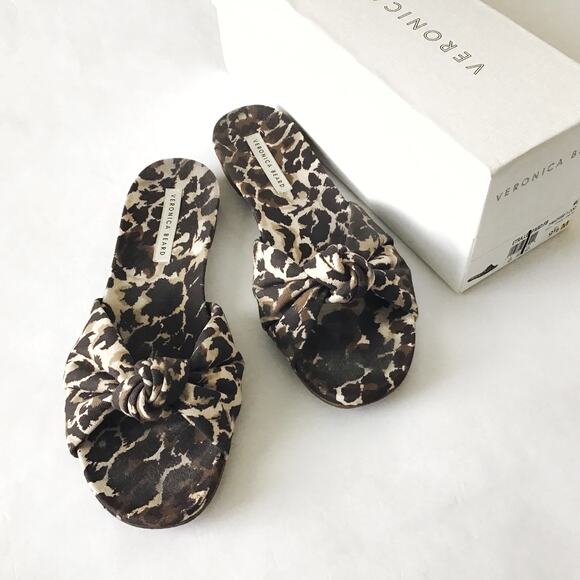 VERONICA BEARD 'Etra' Knotted leopard Flat Sandals - Size US 9.5 - Picture 1 of 7
